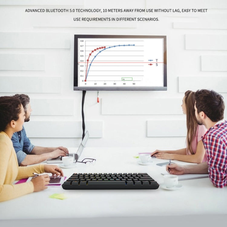 LEAVEN K28 61 Keys Gaming Office Computer RGB Wireless Bluetooth + Wired Dual Mode Mechanical Keyboard, Cabel Length:1.5m, Colour: Red Axis (Blue) by LEAVEN