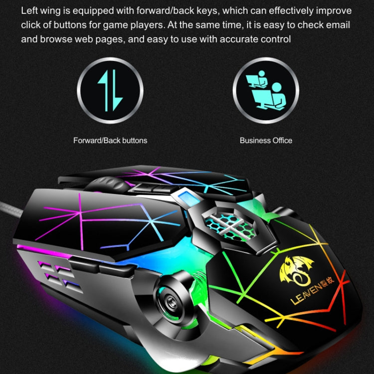 LEAVEN 7 Keys 4000DPI USB Wired Computer Office Luminous RGB Mechanical Gaming Mouse, Cabel Length:1.5m, Colour: S30 White by LEAVEN
