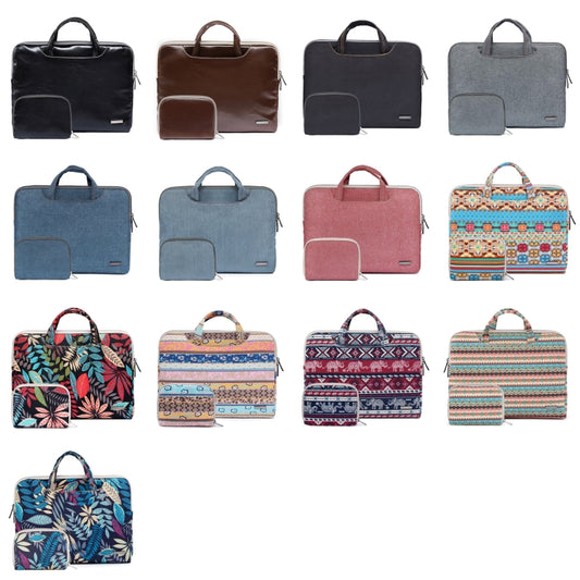 LiSEN LS-116 Simple Laptop Bag Business Laptop Liner Bag, Size: 11.6 inch(Canvas Colorful Leaves Blue) by LiSEN