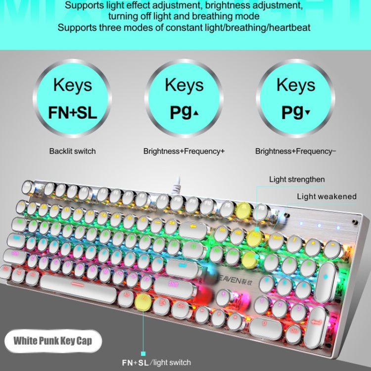 104 Keys Green Shaft RGB Luminous Keyboard Computer Game USB Wired Metal Mechanical Keyboard, Cabel Length:1.5m, Style: Punk Word Through Version (Black) by buy2fix