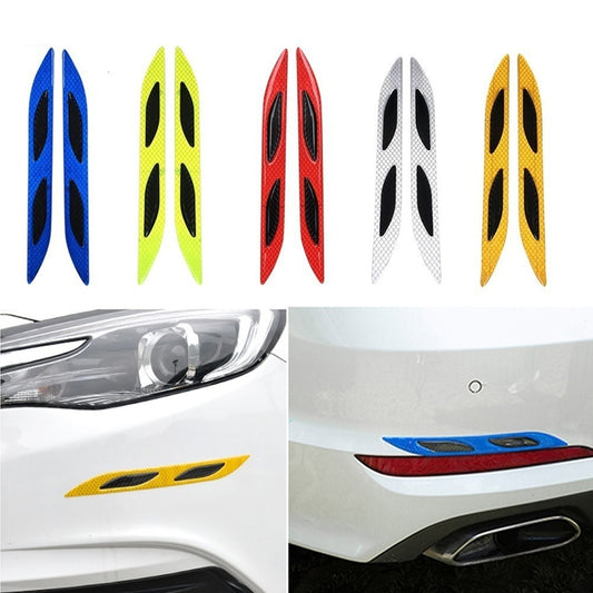 2 Sets Carbon Fiber Warning Sticker Car Anti-Collision Strip Leaf Plate Reflective Sticker Hood Light Eyebrow Anti-Collision Drops Sticker(4 PCS (Bumper Red)) by buy2fix