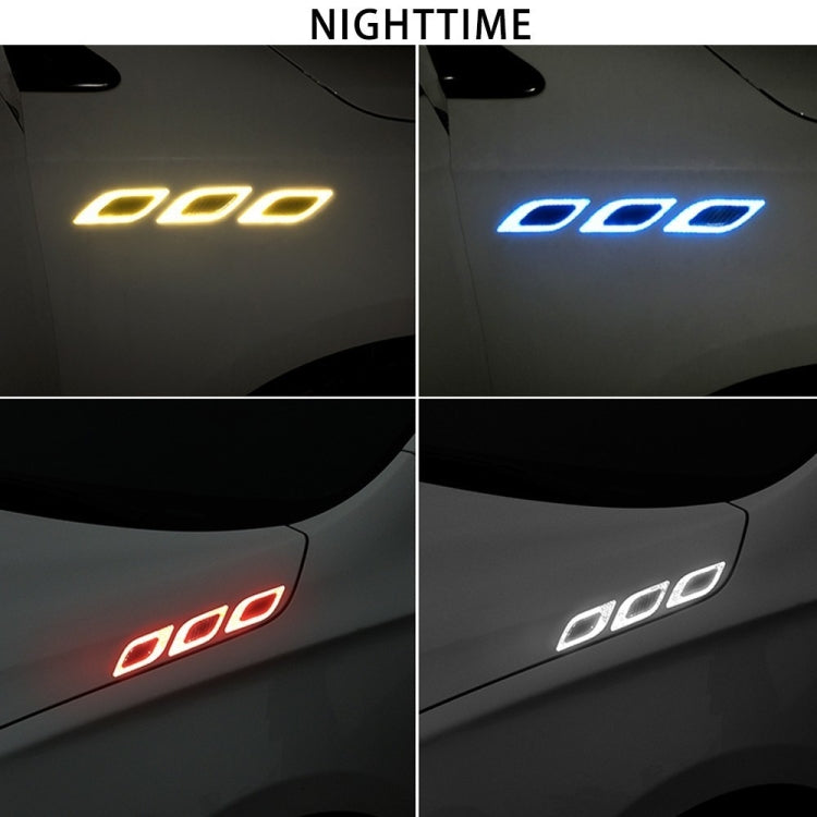 2 Sets Carbon Fiber Warning Sticker Car Anti-Collision Strip Leaf Plate Reflective Sticker Hood Light Eyebrow Anti-Collision Drops Sticker(4 PCS (Bumper Blue)) by buy2fix