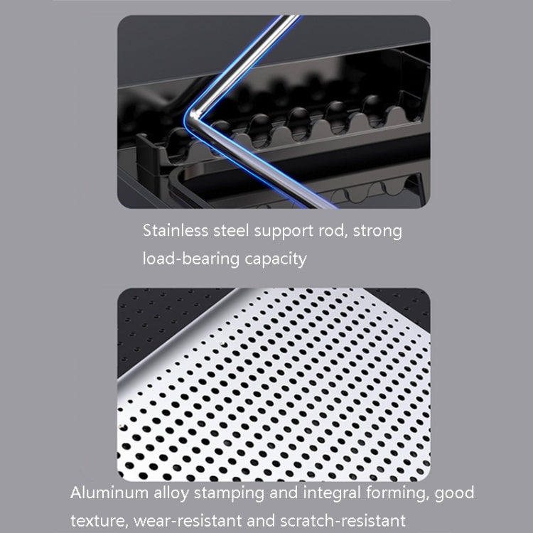 ICE COOREL Laptop Aluminum Alloy Radiator Fan Silent Notebook Cooling Bracket, Colour: Six-Fan Space Silver by ICE COOREL