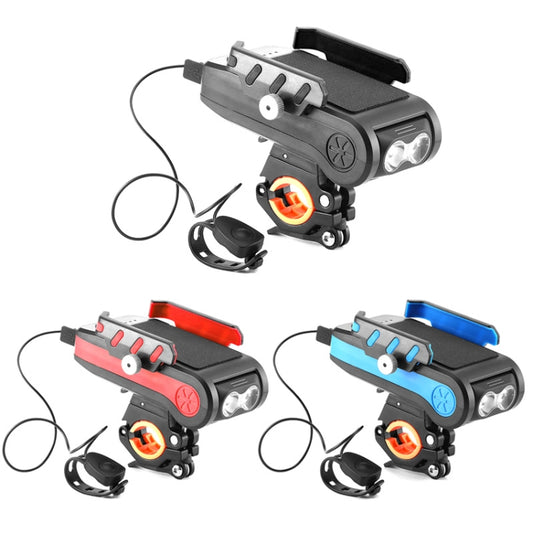 BG-2021 Bicycle Front Light 4 In 1 Mobile Phone Holder Horn Light Mountain Bike Front Light, Colour: 4000 MAH Black by buy2fix