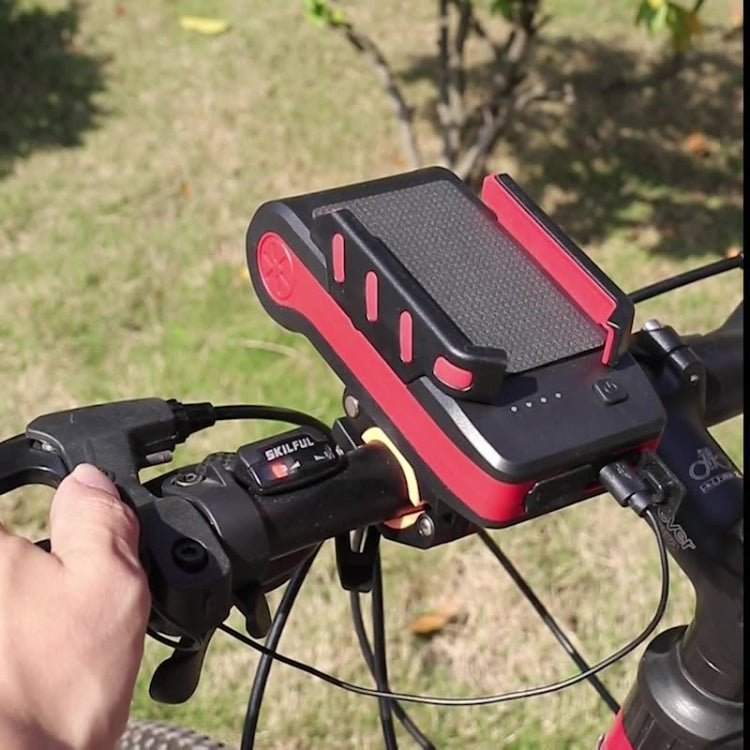 BG-2021 Bicycle Front Light 4 In 1 Mobile Phone Holder Horn Light Mountain Bike Front Light, Colour: 4000 MAH Black by buy2fix