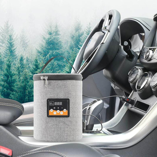 Car Outdoor Bottle Wipes Food Heating Warm Bag Temperature Adjustable Bottle Warmer(Round Gray) by buy2fix