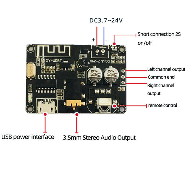 2 PCS XY-WRBT Bluetooth 5.0 Decoder Board Stereo Audio Module Wide Voltage Speaker Amplifier Without Remote Control by buy2fix