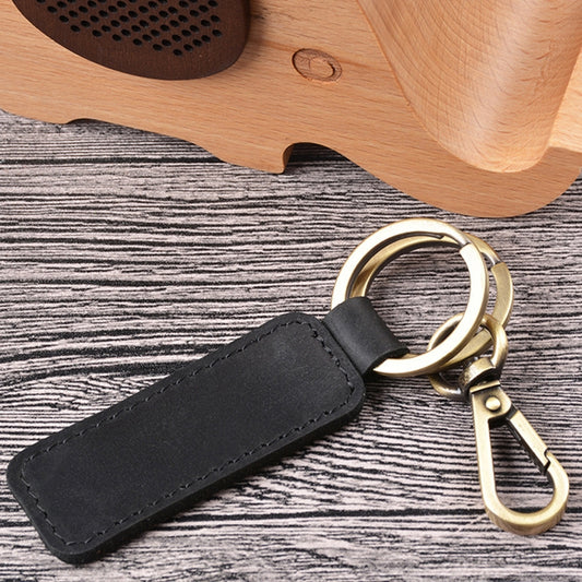 2 PCS Handmade Crazy Horse Leather Retro Keychain Car Couple Keychain, Specification: Double Ring(Coffee) by buy2fix
