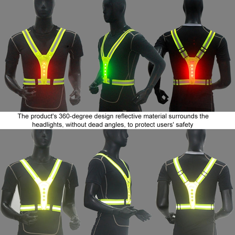 LED Reflective Vest High Stretch Outdoor Reflective Vest Traffic Safety Reflective Clothing(Yellow) by buy2fix