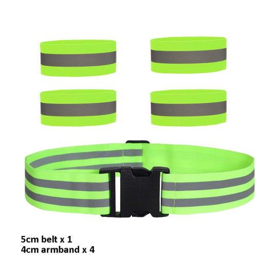 Reflective Elastic Band Suit Night Running Construction Site Traffic Safety Reflective Equipment,Style: 1 Belt+4 Arm Strap by buy2fix