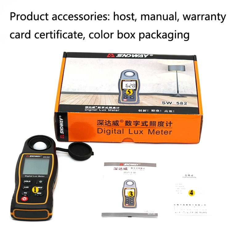 SNDWAY SW582 Handheld Digital Illuminance Meter High-Precision Digital Light Meter(SW582) by SNDWAY
