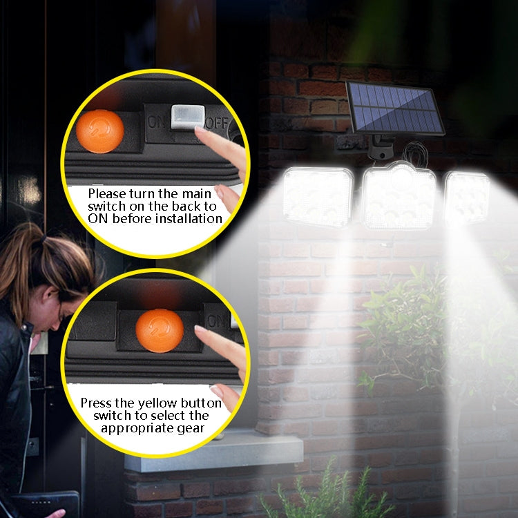 TG-TY075 Solar 3-Head Rotatable Wall Light Body Sensation Outdoor Waterproof Garden Light, Style: 108 LED Splitable by buy2fix