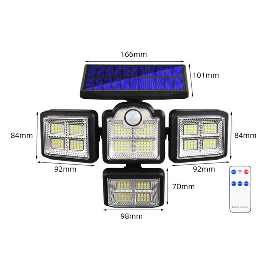 TG-TY085 Solar 4-Head Rotatable Wall Light with Remote Control Body Sensing Outdoor Waterproof Garden Lamp, Style: 198 LED Integrated by buy2fix