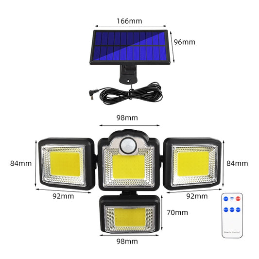 TG-TY085 Solar 4-Head Rotatable Wall Light with Remote Control Body Sensing Outdoor Waterproof Garden Lamp, Style: 192 COB Separated by buy2fix
