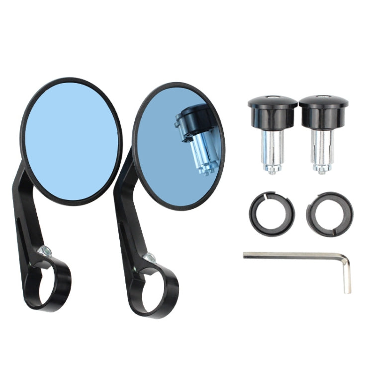 Motorcycle Electric Vehicle Modified Accessories Retro Circular CNC Hand Mirror Rear View Mirror(Black) by buy2fix
