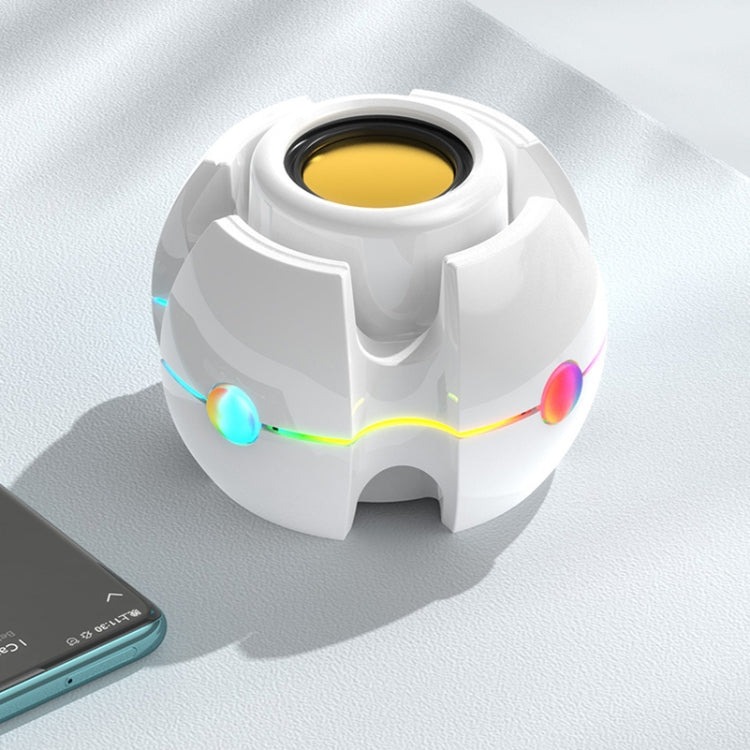 RGB Light Effect Gyro Shape Wireless Bluetooth Audio(White) by buy2fix
