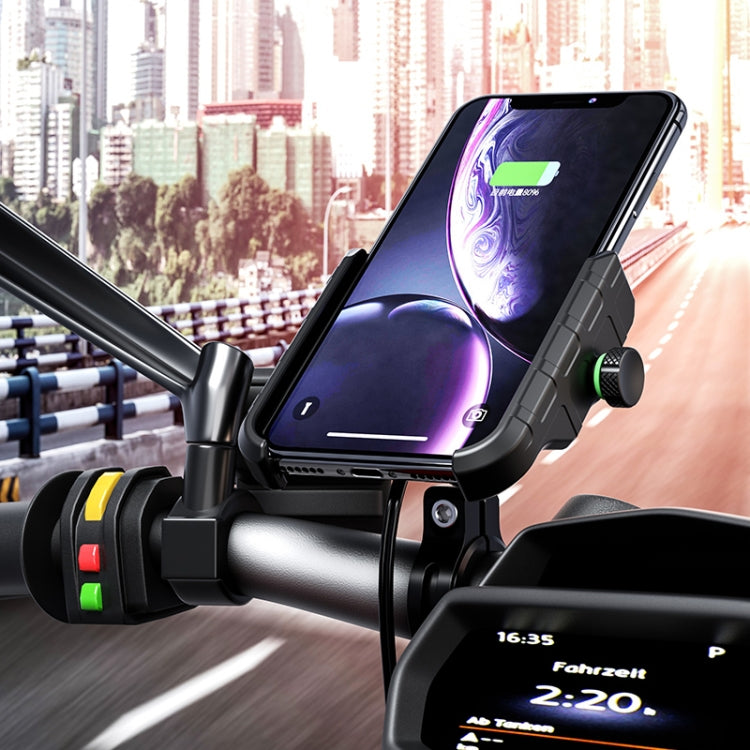 M9 Motorcycle Wireless Charging Mobile Phone Bracket 15W Fast Charging Mobile Phone Navigation Bracket(Gray) by buy2fix