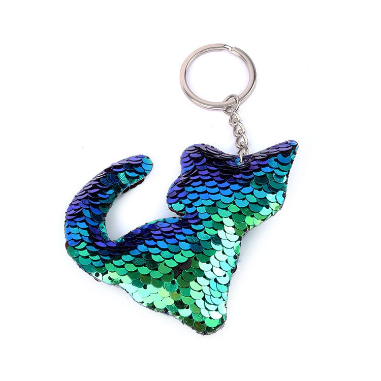10 PCS PET Sequins Reflective Cat Keychain Bag Car Pendant, Colour: Rose Red 11 by buy2fix
