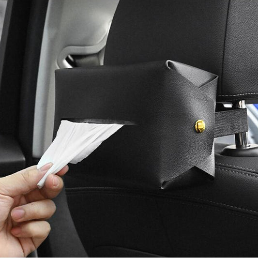 2 PCS Car Leather Tissue Box Home Paper Towel Storage Box(Black) by buy2fix