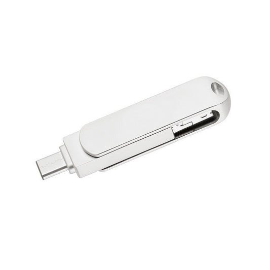 64GB USB 3.0 + 8 Pin + USB-C / Type-C 3 in 1 Phone Computer Rotatable Metal U-Disk by buy2fix