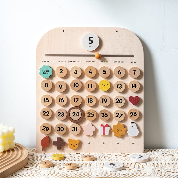Children Room Wooden Perpetual Calendar Baby Cognitive Desktop Pendant