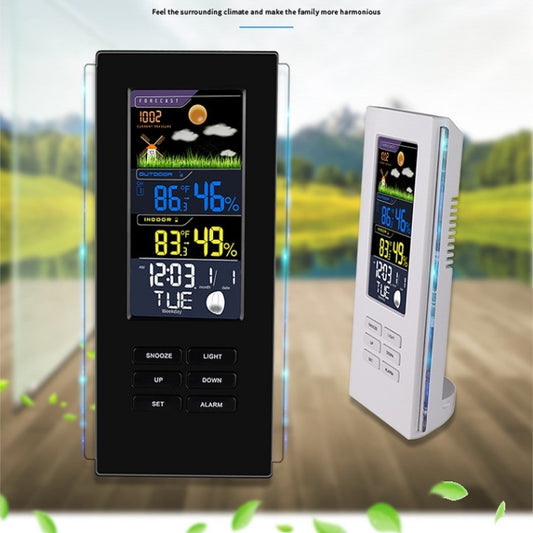 Wireless Colorful Screen Indoor And Outdoor Temperature Humidity Meter Barometer Smart Digital Electronic Clock With Backlight(TS-74-B-US) by buy2fix