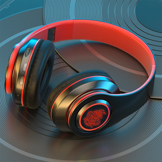 B39 Wireless Bluetooth Headset Subwoofer With Breathing Light Support TF Card(Black Red) by buy2fix