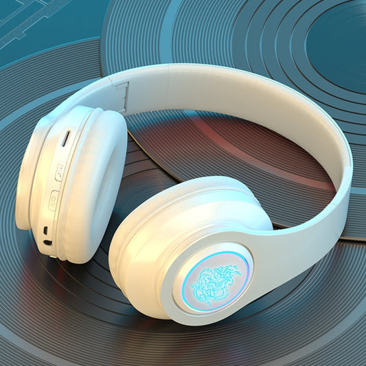 B39 Wireless Bluetooth Headset Subwoofer With Breathing Light Support TF Card(White) by buy2fix