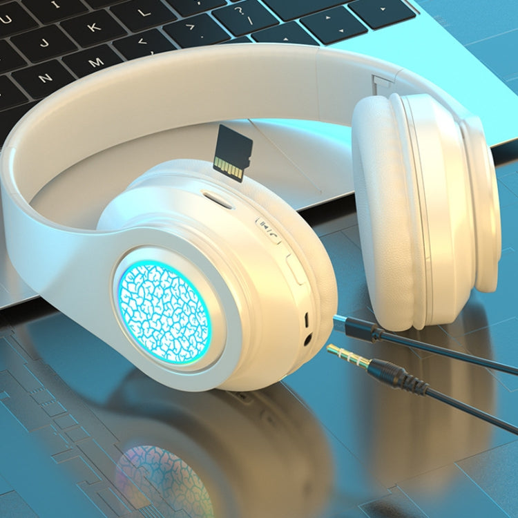 B39 Wireless Bluetooth Headset Subwoofer With Breathing Light Support TF Card(Pure Black) by buy2fix