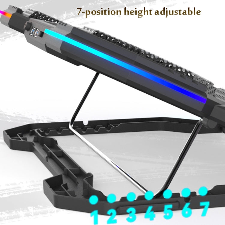 F12 6 Fans USB Semiconductor Computer Radiator Notebook Stand with Phone Holder, Colour: Blue Light + RGB Light by buy2fix