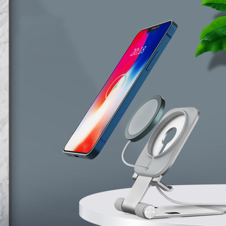 Magsafe Wireless Charging Stand Aluminum Alloy Folding Desktop Live Bracket(Dark Gray) by buy2fix
