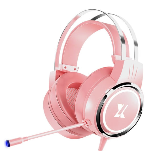 Heir Audio Head-Mounted Gaming Wired Headset With Microphone, Colour: X8 Mobile / Notebook Upgrade (Pink) by Heir Audio