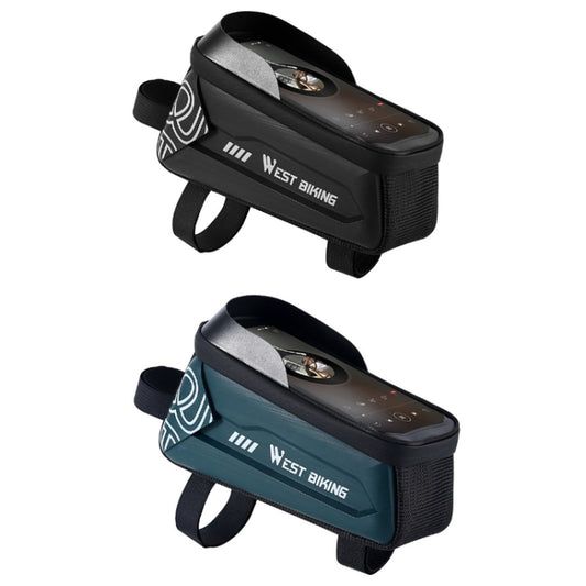 WEST BIKING Bicycle Upper Tube 2.2L Hard Shell Bag For 7.4 Inch Mobile Phone(Black) by WEST BIKING
