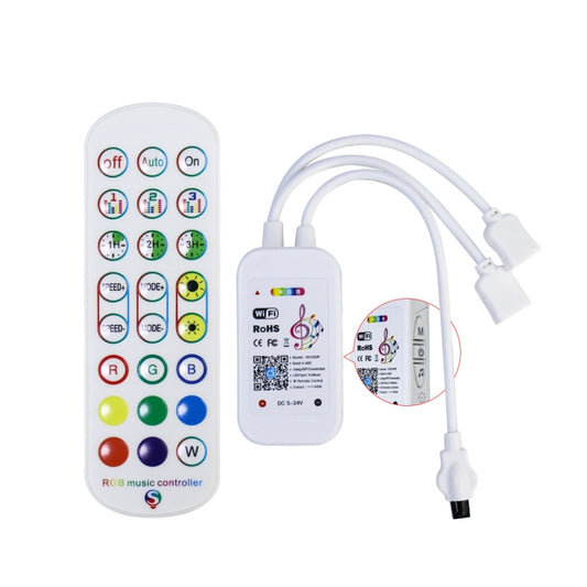 SKS-WF-04 1 to 2 WiFi Smart Voice Light Strip Controller(24 Keys) by buy2fix