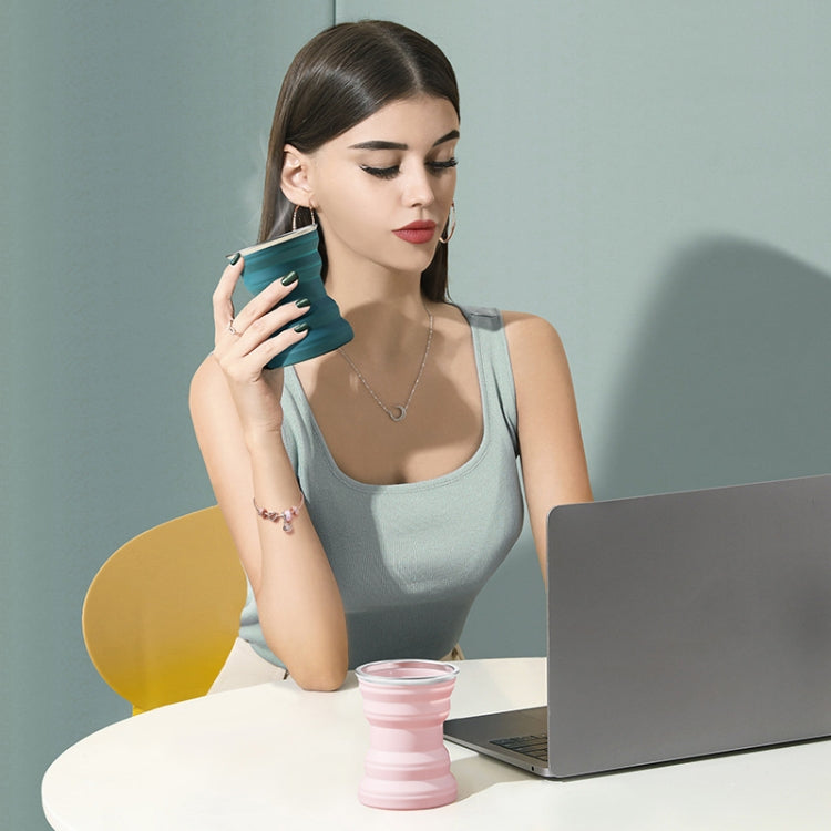 AK1313 320ml Portable Silicone Folding Water Cup With Lid(Blue) by buy2fix