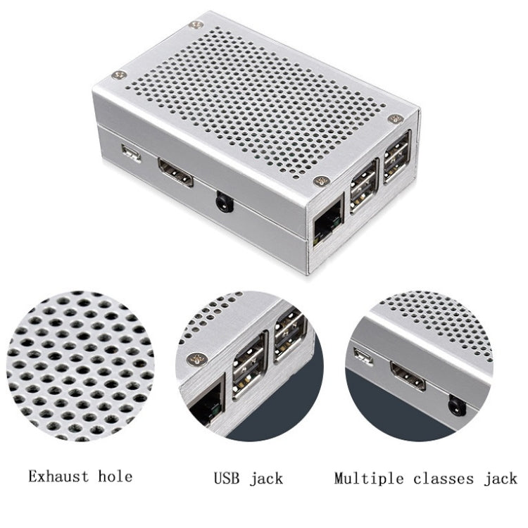 Aluminum Alloy Shell Grid Cooling Box For Raspberry Pi 3 Model B Pi 2/B + Black by buy2fix