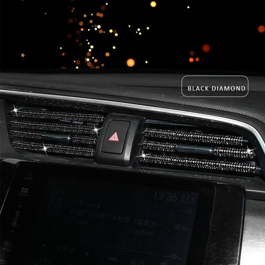 5 PCS Car Outlet Diamond Decorative Strip Air Conditioning Port U-Shaped Clip Strip(Black) by buy2fix