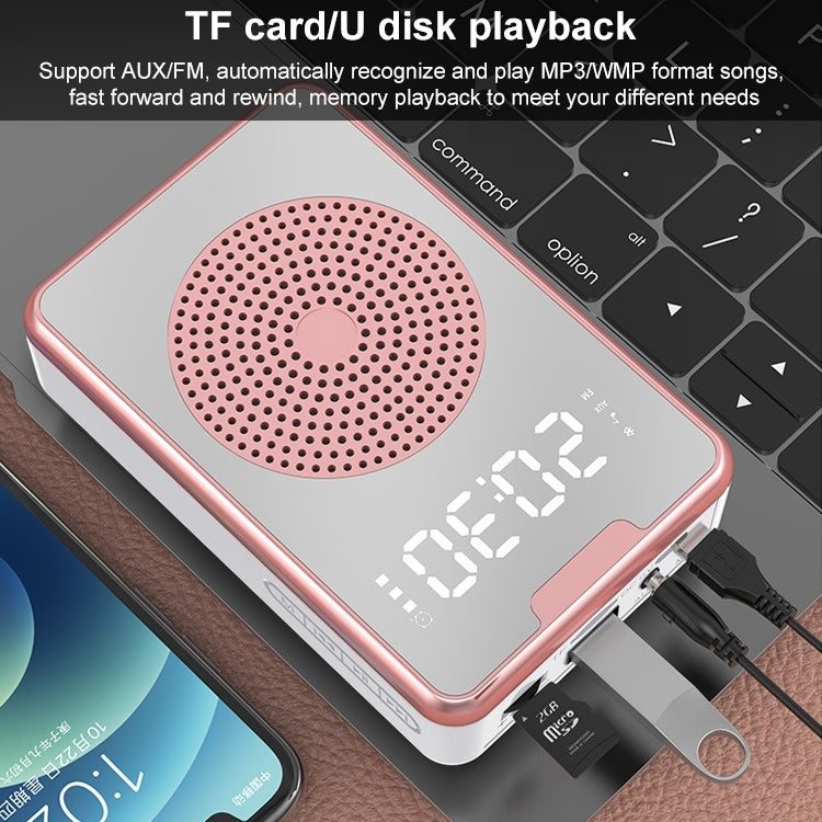 ZXL-H3 Portable Teaching Microphone Amplifier with Time Display, Spec: Wireless Version (White) by buy2fix