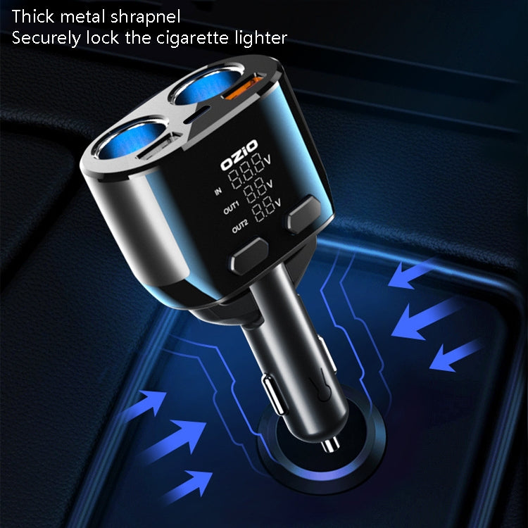 Ozio Car Charger Cigarette Lighter Conversion Plug USB Fast Flashing Charger, Model: CL48Q Black by ozio