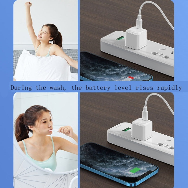 CYKE USB60 20W Mini PD Type-C Port Fast Charger With Type-C To 8 Pin Cable, US Plug(White Set) by CYKE