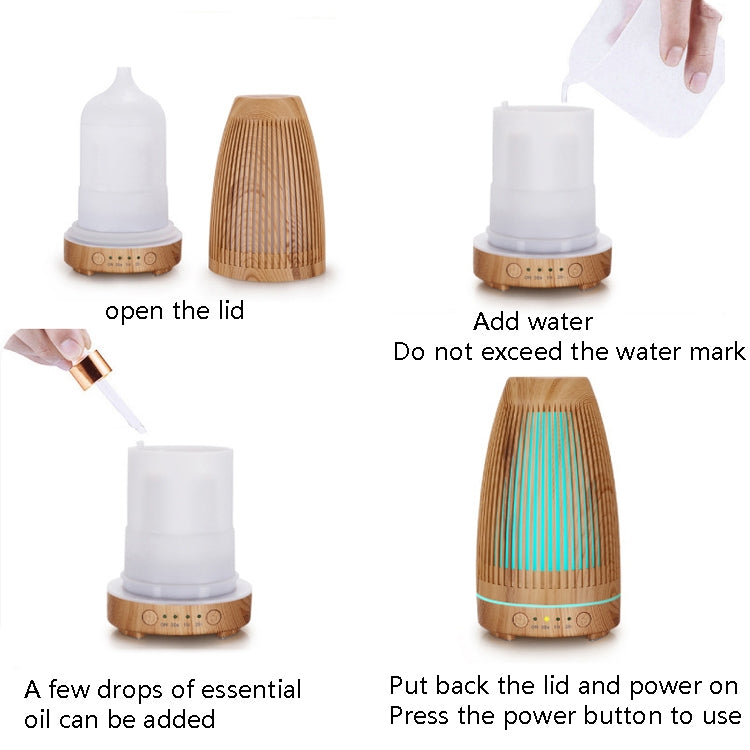STB-103 Atmosphere Colorful Light Humidifier Aroma Diffuser(Deep Wooden Grain) by buy2fix