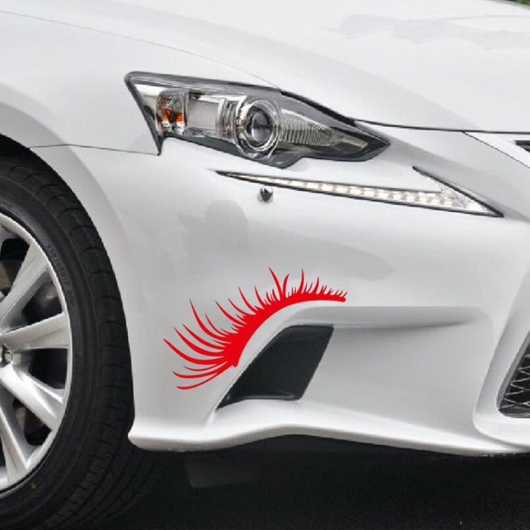 1pair Car Big Lamp Eyebrow Sticker Sexy Eye Eyelash Car Sticker(Black) by buy2fix
