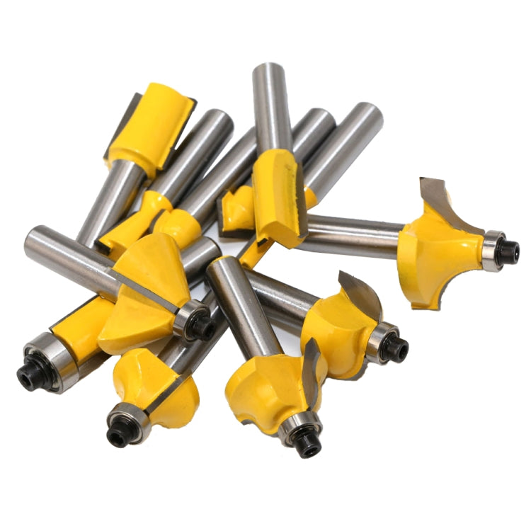 12 PCS / Set Woodworking Engraving Machine Trimmer Cutting Tool, Model: 8 Handles Without Wooden Box by buy2fix