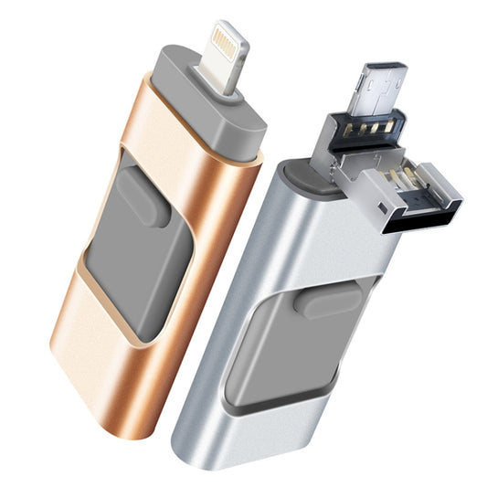 256GB Type-C + 8 Pin + USB 3.0 3 In 1 OTG Metal USB Flash Drive(Silver) by buy2fix