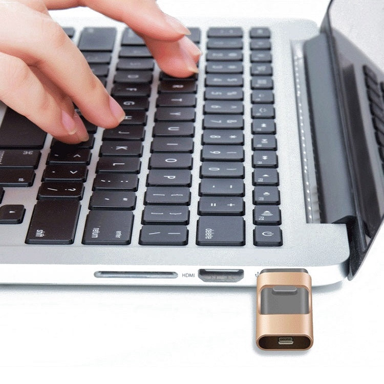 256GB Type-C + 8 Pin + USB 3.0 3 In 1 OTG Metal USB Flash Drive(Black) by buy2fix