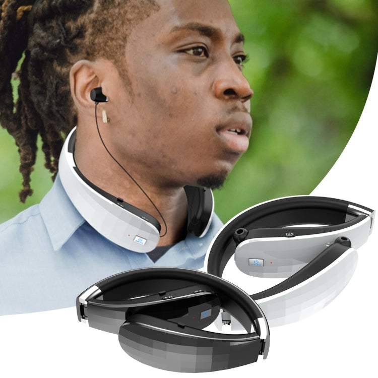 Telescopic Neck-Mounted Folding Bluetooth Earphone(White) by buy2fix