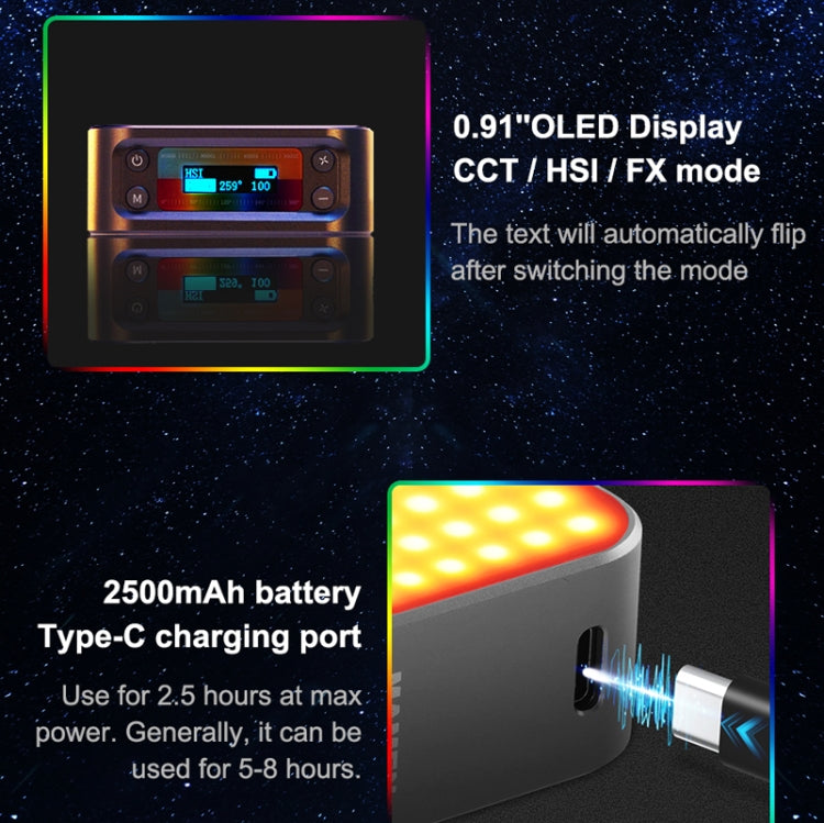 Mamen D01 66 LEDs 2500-9000K Double-Sided RGB LED Fill Lights by buy2fix