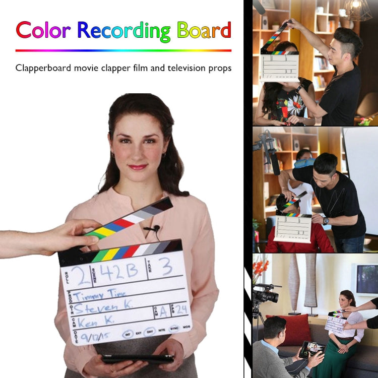 30 X 25cm English Colorful Acrylic Clapperboard TV Film Movie Clapper Board by buy2fix