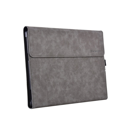 13 inch Leather Tablet Protective Case For Microsoft Surface Pro X, Color: Light Gray + Power Bag by buy2fix