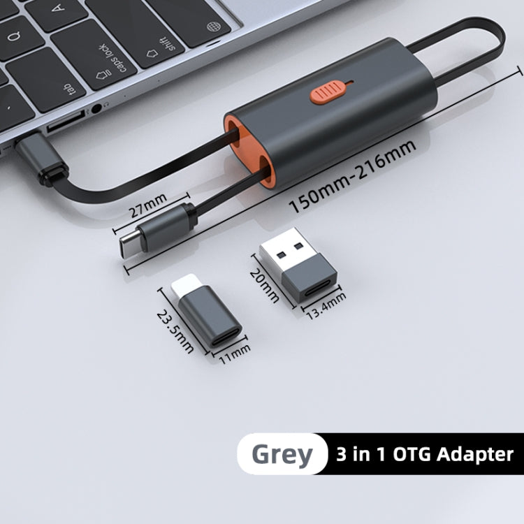 4 in 1 Retractable Fast Charging Data Cable with OTG Adapter Function by buy2fix